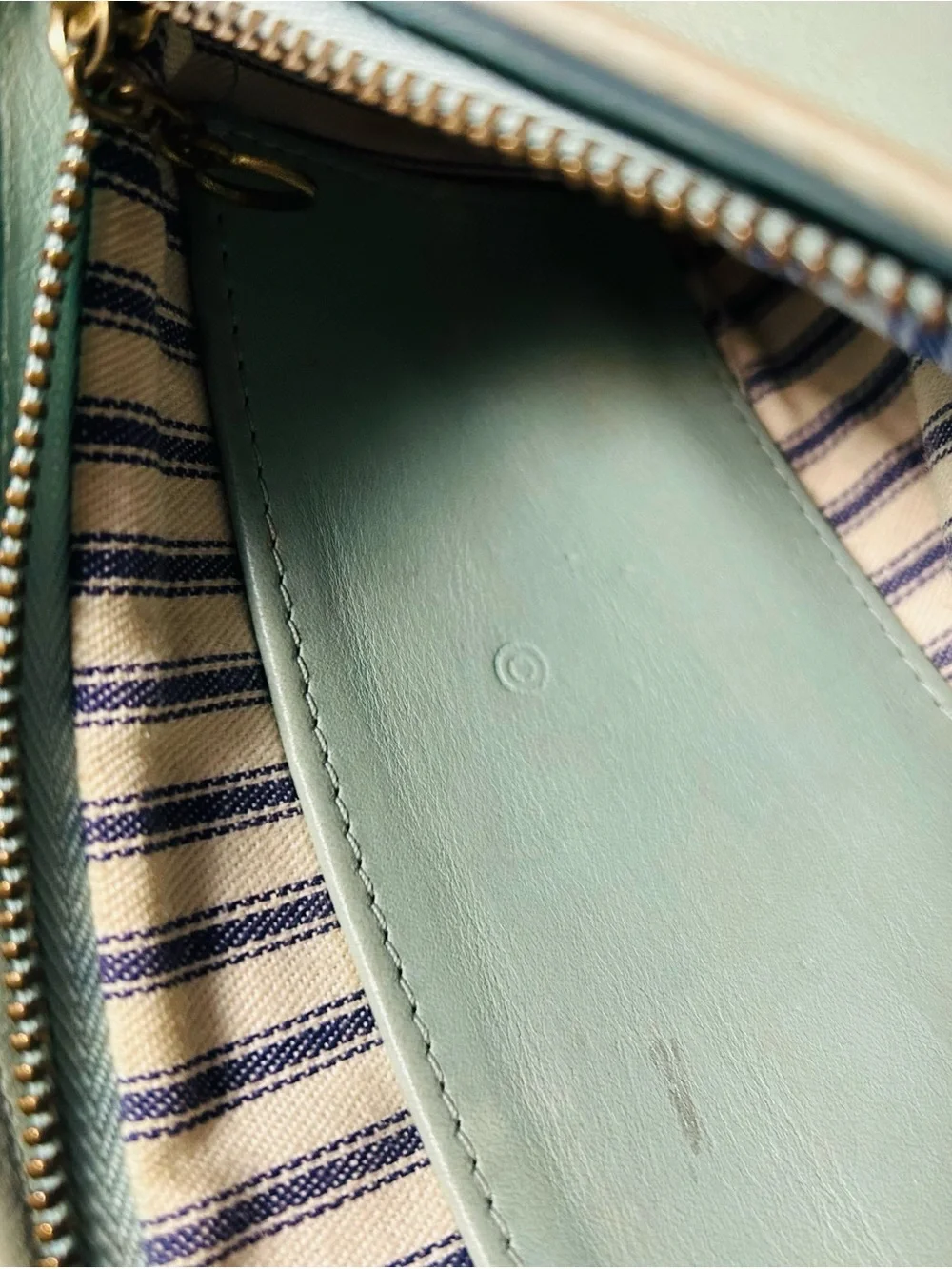 Coach Mint Green Leather Cosmetic Pouch